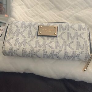 Michael Kors Monogram White and Gray Wallet
